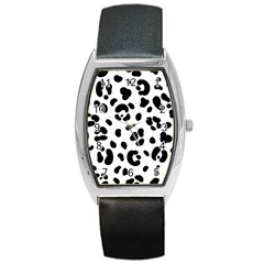 Blak-white-tiger-polkadot Barrel Style Metal Watch by nate14shop