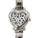 Blak-white-tiger-polkadot Heart Italian Charm Watch Front