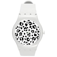 Blak-white-tiger-polkadot Round Plastic Sport Watch (m) by nate14shop