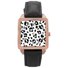 Blak-white-tiger-polkadot Rose Gold Leather Watch  by nate14shop