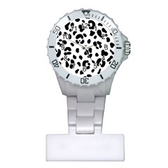 Blak-white-tiger-polkadot Plastic Nurses Watch by nate14shop