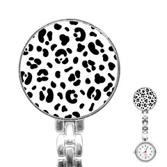 Blak-white-tiger-polkadot Stainless Steel Nurses Watch by nate14shop