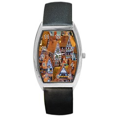 Christmas-motif Barrel Style Metal Watch