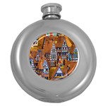 Christmas-motif Round Hip Flask (5 oz) Front