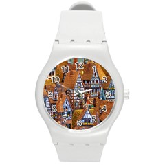 Christmas-motif Round Plastic Sport Watch (m)