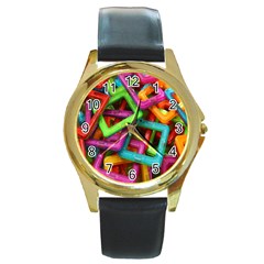 Construction-set Round Gold Metal Watch by nate14shop