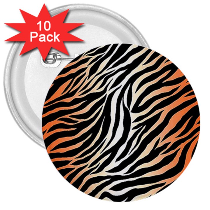 Cuts  Catton Tiger 3  Buttons (10 pack) 