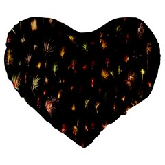 Fireworks- Large 19  Premium Heart Shape Cushions by nate14shop