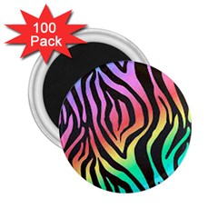 Rainbow Zebra Stripes 2 25  Magnets (100 Pack)  by nate14shop