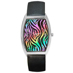 Rainbow Zebra Stripes Barrel Style Metal Watch by nate14shop