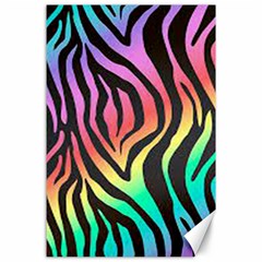 Rainbow Zebra Stripes Canvas 24  X 36  by nate14shop