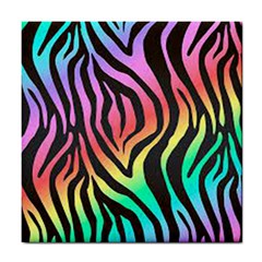 Rainbow Zebra Stripes Tile Coaster by nate14shop