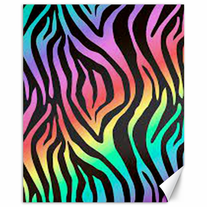 Rainbow Zebra Stripes Canvas 11  x 14 