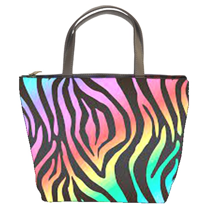 Rainbow Zebra Stripes Bucket Bag