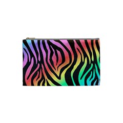 Rainbow Zebra Stripes Cosmetic Bag (small) by nate14shop