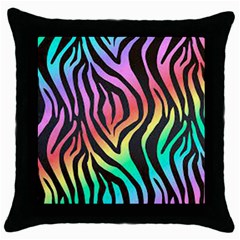 Rainbow Zebra Stripes Throw Pillow Case (black) by nate14shop