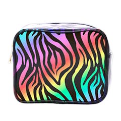 Rainbow Zebra Stripes Mini Toiletries Bag (one Side) by nate14shop