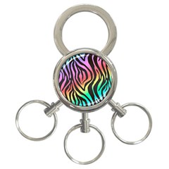 Rainbow Zebra Stripes 3-ring Key Chain by nate14shop