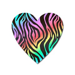 Rainbow Zebra Stripes Heart Magnet by nate14shop