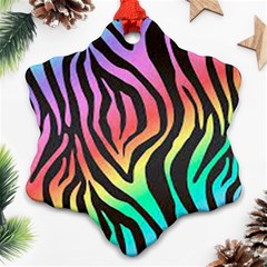 Rainbow Zebra Stripes Ornament (snowflake) by nate14shop