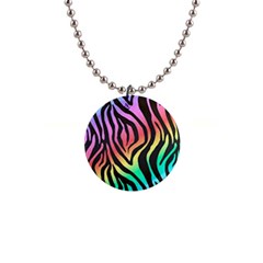 Rainbow Zebra Stripes 1  Button Necklace by nate14shop