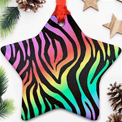 Rainbow Zebra Stripes Star Ornament (two Sides) by nate14shop