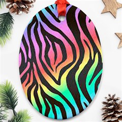 Rainbow Zebra Stripes Ornament (oval)