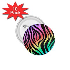 Rainbow Zebra Stripes 1 75  Buttons (10 Pack) by nate14shop