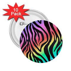 Rainbow Zebra Stripes 2 25  Buttons (10 Pack)  by nate14shop