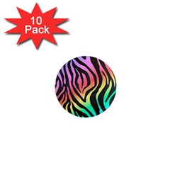 Rainbow Zebra Stripes 1  Mini Magnet (10 Pack)  by nate14shop