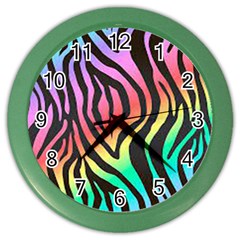 Rainbow Zebra Stripes Color Wall Clock by nate14shop