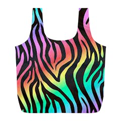 Rainbow Zebra Stripes Full Print Recycle Bag (l) by nate14shop