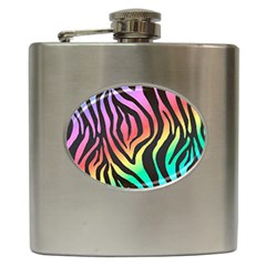 Rainbow Zebra Stripes Hip Flask (6 Oz) by nate14shop