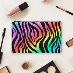 Rainbow Zebra Stripes Cosmetic Bag (medium) by nate14shop