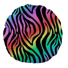 Rainbow Zebra Stripes Large 18  Premium Flano Round Cushions by nate14shop