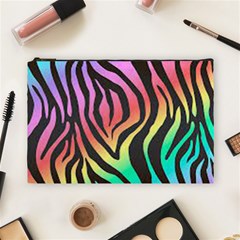 Rainbow Zebra Stripes Cosmetic Bag (large) by nate14shop