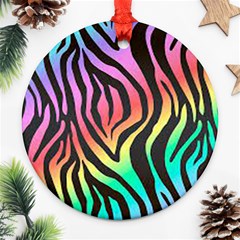 Rainbow Zebra Stripes Round Ornament (two Sides)