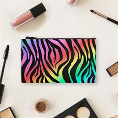 Rainbow Zebra Stripes Cosmetic Bag (small) by nate14shop