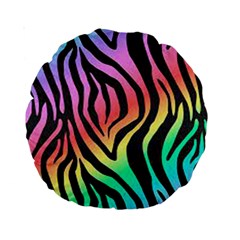 Rainbow Zebra Stripes Standard 15  Premium Round Cushions by nate14shop