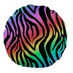 Rainbow Zebra Stripes Large 18  Premium Round Cushions by nate14shop