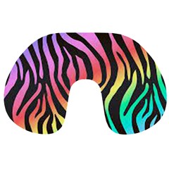 Rainbow Zebra Stripes Travel Neck Pillow by nate14shop