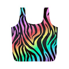 Rainbow Zebra Stripes Full Print Recycle Bag (m) by nate14shop