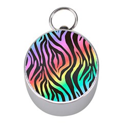 Rainbow Zebra Stripes Mini Silver Compasses by nate14shop