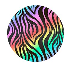 Rainbow Zebra Stripes Mini Round Pill Box by nate14shop