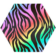 Rainbow Zebra Stripes Wooden Puzzle Hexagon by nate14shop