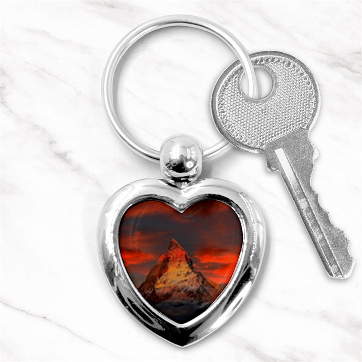 Switzerland-zermatt-mountains-snow- Key Chain (Heart)