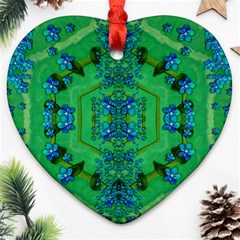 Vines Of Beautiful Flowers On A Painting In Mandala Style Ornament (heart)