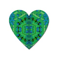 Vines Of Beautiful Flowers On A Painting In Mandala Style Heart Magnet by pepitasart