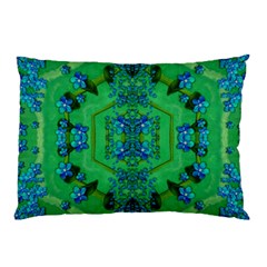 Vines Of Beautiful Flowers On A Painting In Mandala Style Pillow Case by pepitasart