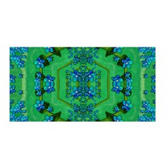 Vines Of Beautiful Flowers On A Painting In Mandala Style Satin Wrap 35  X 70  by pepitasart